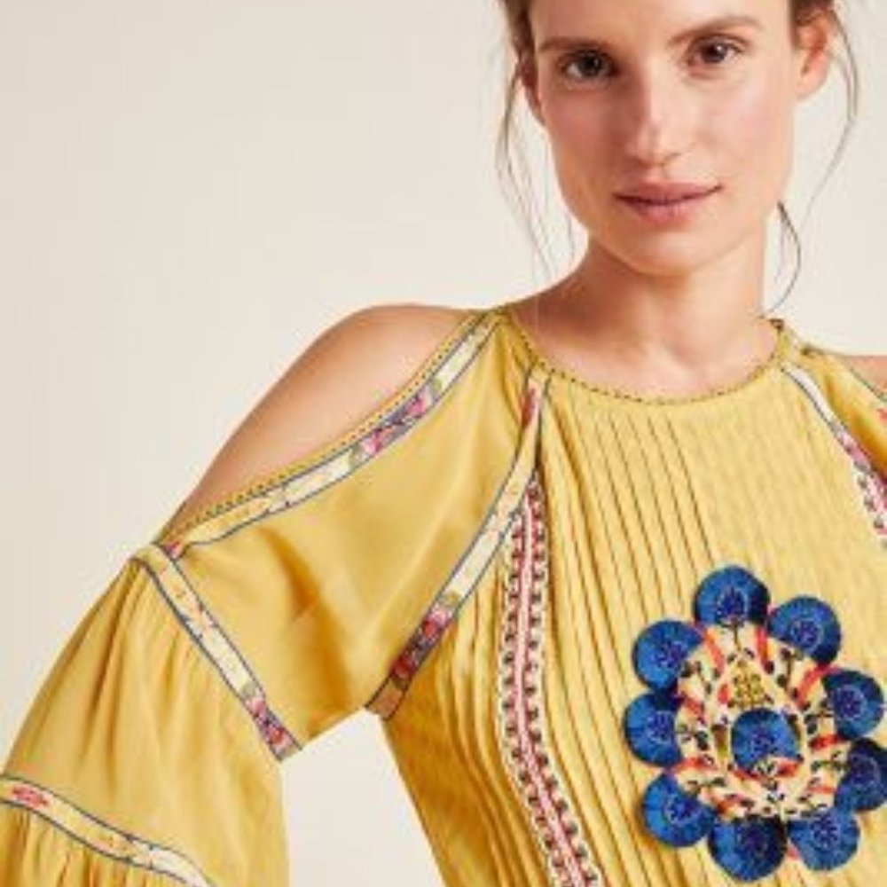 Anthropologie - Baxley Open Shoulder Tunic - Gold